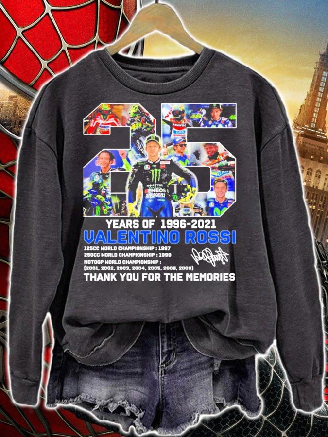 25 years of 1996-2021 Valentino Rossi signature t-shirt sweatshirt