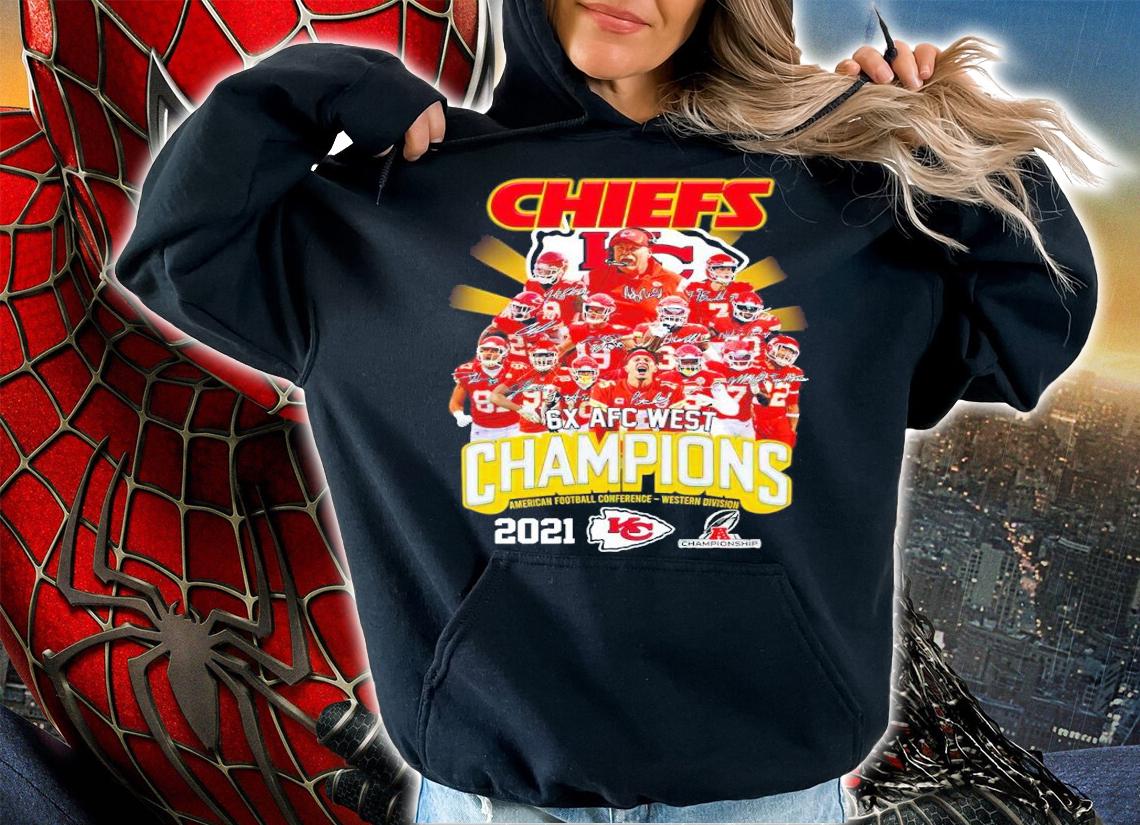 Chiefs 6X AFC West Champions American Football Conference 2021 Kansas City Chiefs Signatures Shirt hoodie