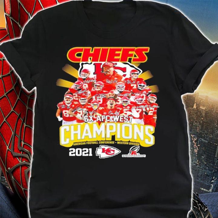 Chiefs 6X AFC West Champions American Football Conference 2021 Kansas City Chiefs Signatures Shirt shirt