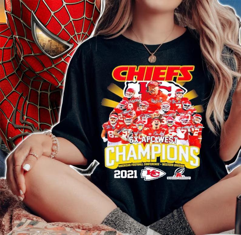 Chiefs 6X AFC West Champions American Football Conference 2021 Kansas City Chiefs Signatures Shirt woman shirt