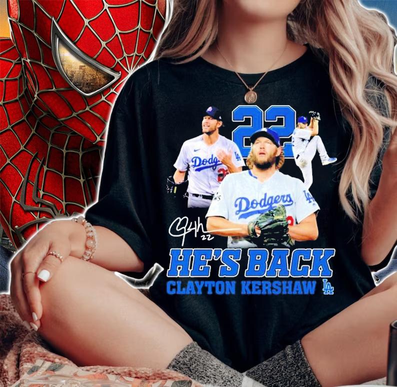 Clayton Kershaw Los Angeles Dodgers He's Back Signatures Shirt woman shirt