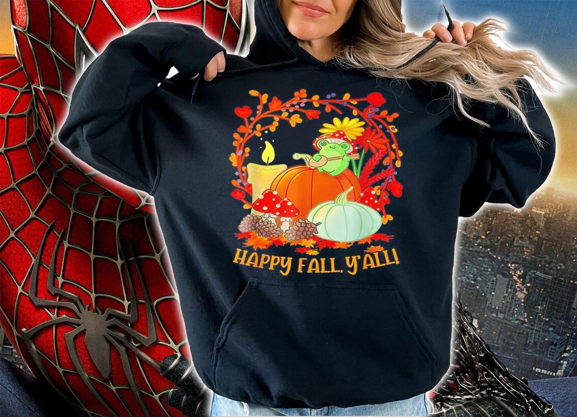 Frog Play Music Mushroom Happy Fall Yall Shirt