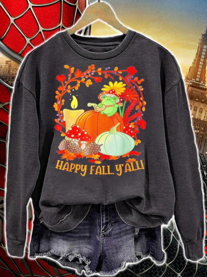 Frog Play Music Mushroom Happy Fall Yall Shirt