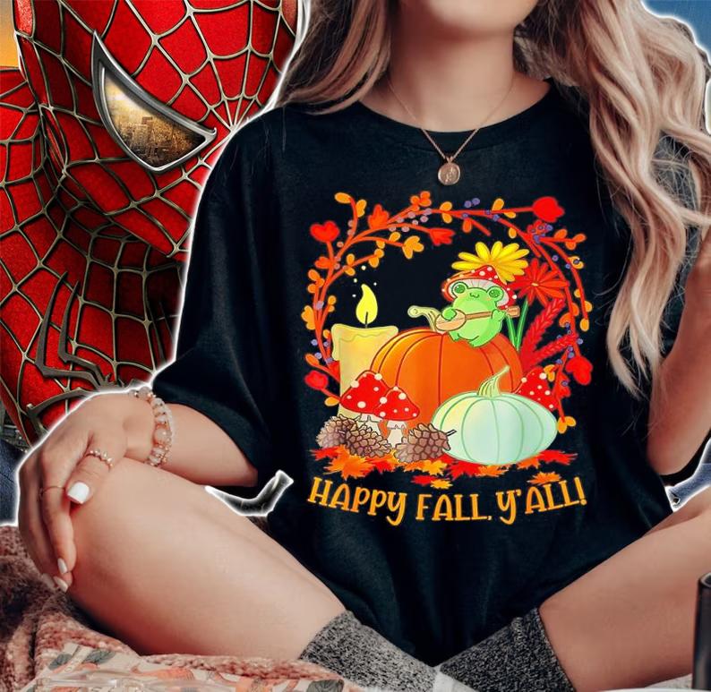 Frog Play Music Mushroom Happy Fall Yall Shirt