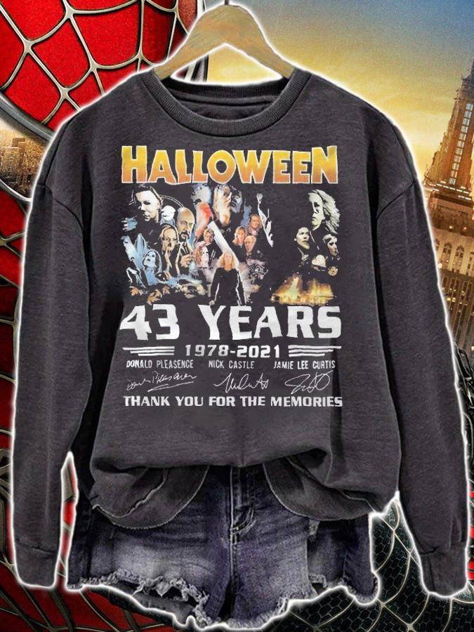 Halloween Horror 43 Years 1978-2021 Signatures Thank You For The Memories Shirt sweatshirt