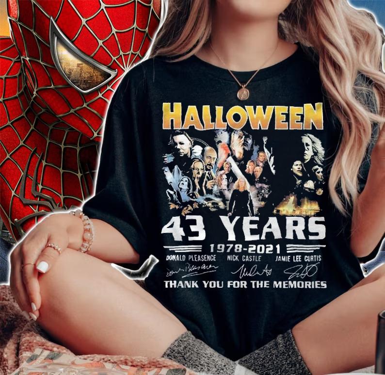 Halloween Horror 43 Years 1978-2021 Signatures Thank You For The Memories Shirt woman shirt