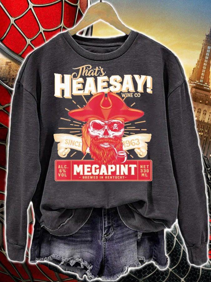 Hearsay Pirate Skull Isnt Happy Hour Anytime Mega Pint T-Shirt