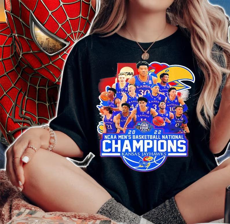 Kansas Jayhawks team 2022 NCAA Men's Basketball National Champions T-Shirt
