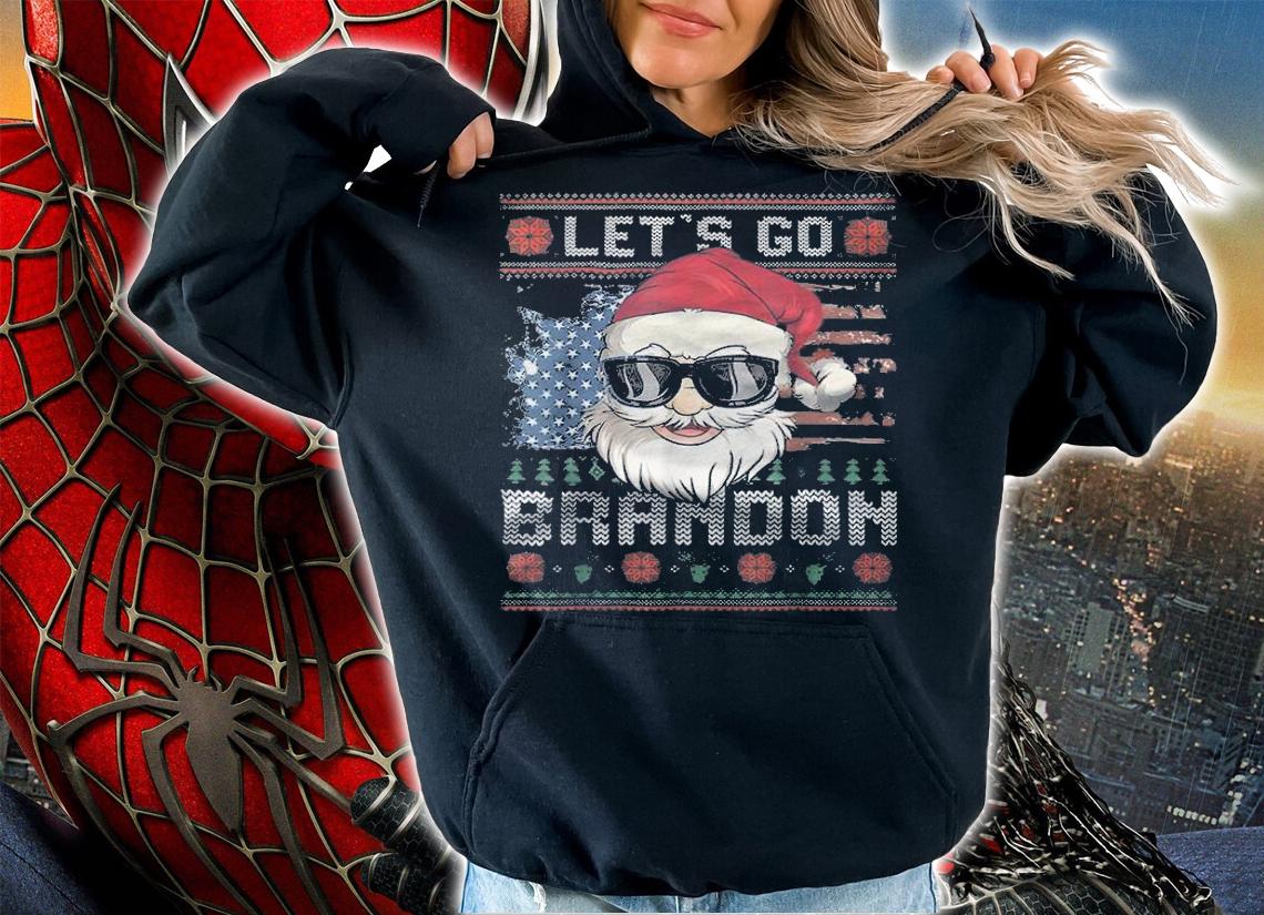 Let's Go Brandon Santa Ugly Christmas FJB Chant T-Shirt hoodie