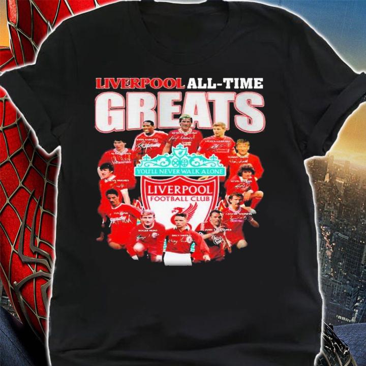 Liverpool all-time greats you'll never walk alone signatures shirt