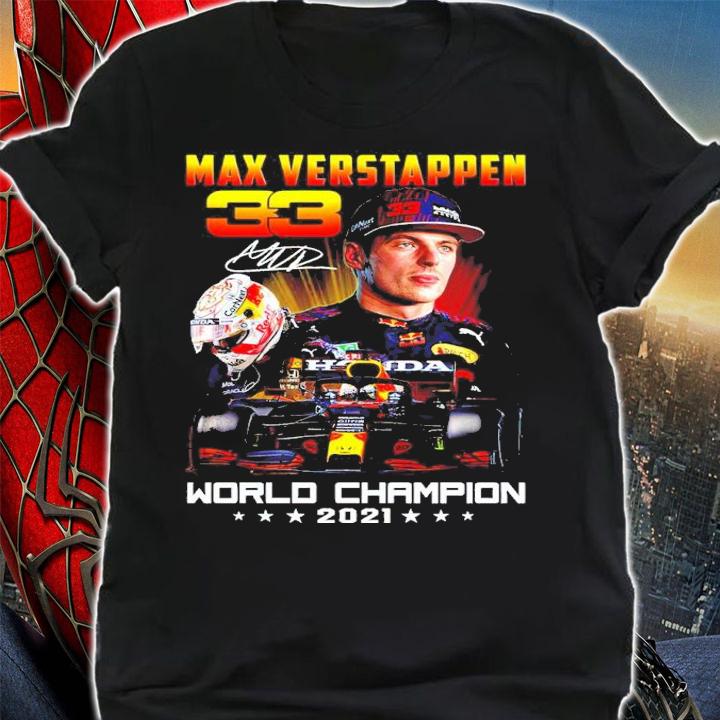Max Verstappen World Champion 2021 racing signature shirt