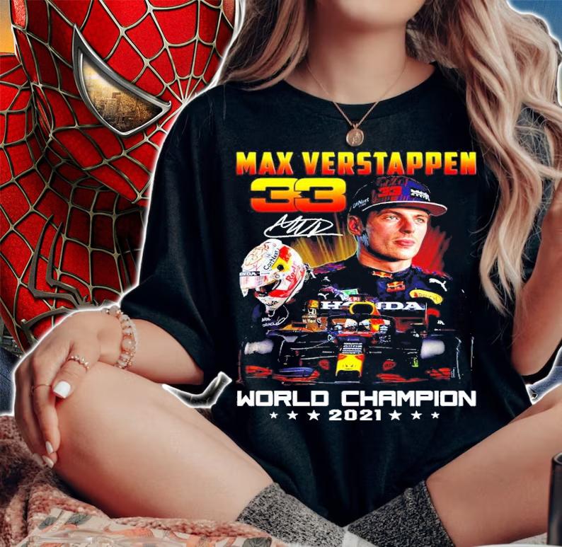 Max Verstappen World Champion 2021 racing signature shirt