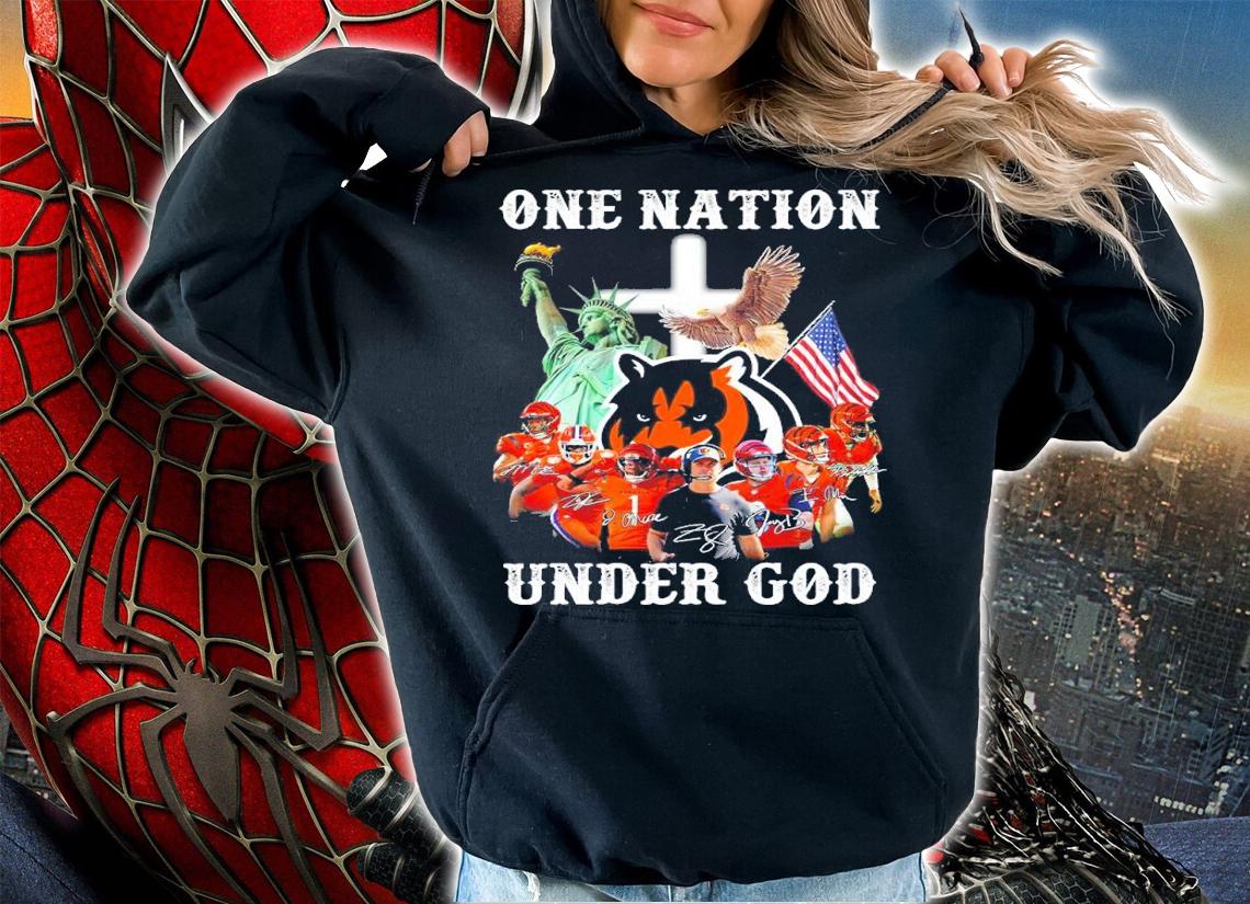 Official Cincinnati Bengals One Nation Under God Signatures Shirt