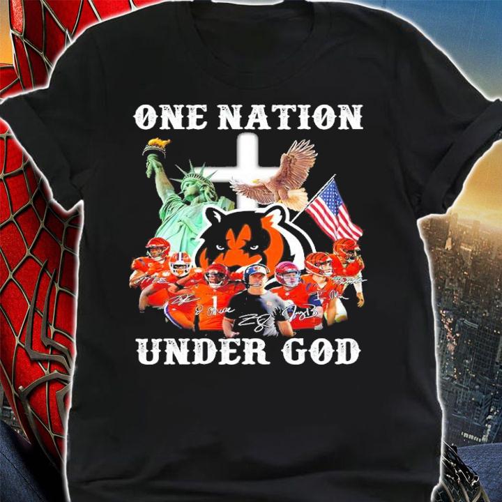 Official Cincinnati Bengals One Nation Under God Signatures Shirt