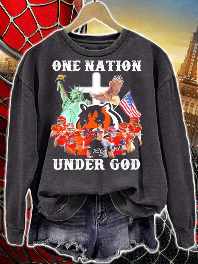 Official Cincinnati Bengals One Nation Under God Signatures Shirt