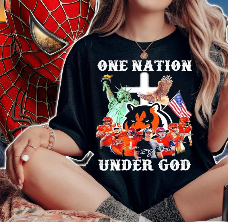 Official Cincinnati Bengals One Nation Under God Signatures Shirt