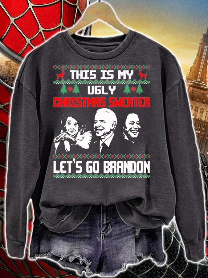 Santa Biden Let's Go Brandon Ugly Christmas Sweater T-Shirt sweatshirt