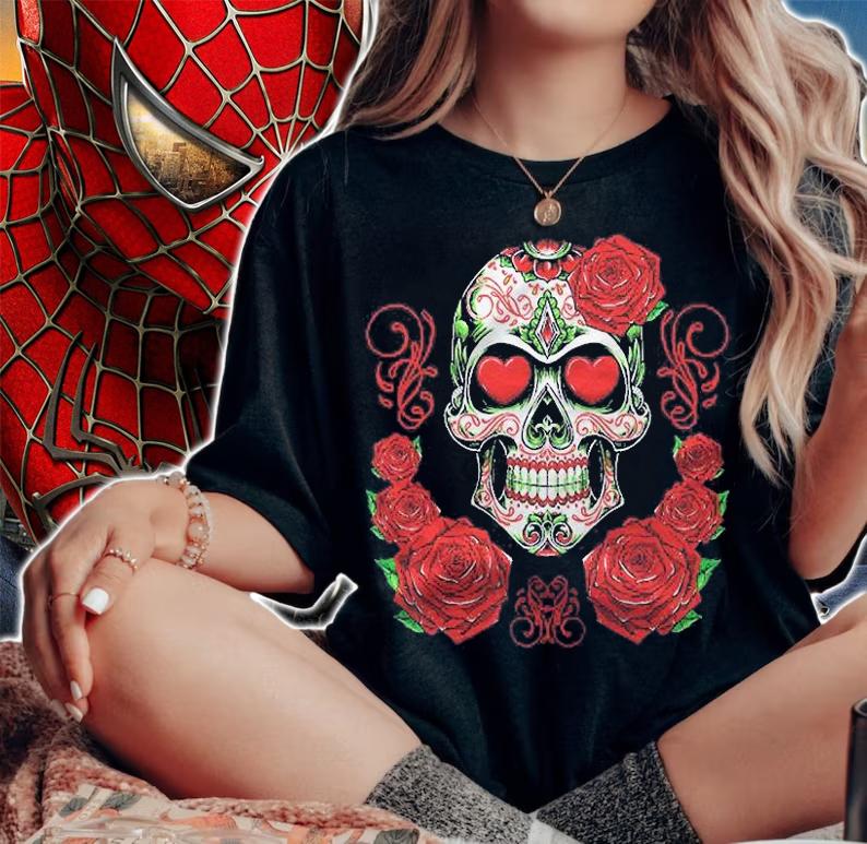 Sugar Skull And Roses Shirt Women Men Day Of The Dead Shirt