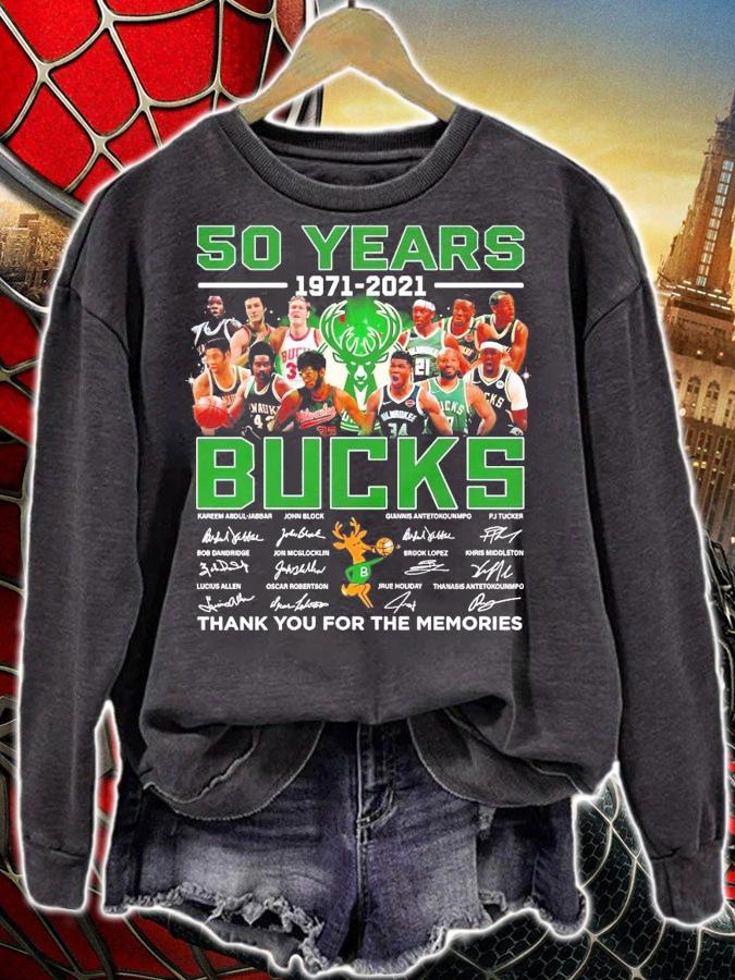 50 years 1971-2021 Milwaukee Bucks signatures thank you for the memories shirt sweatshirt