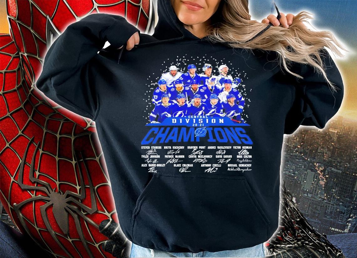 Central Division 2021 Champions Tampa Bay Lightning signatures t-shirt hoodie