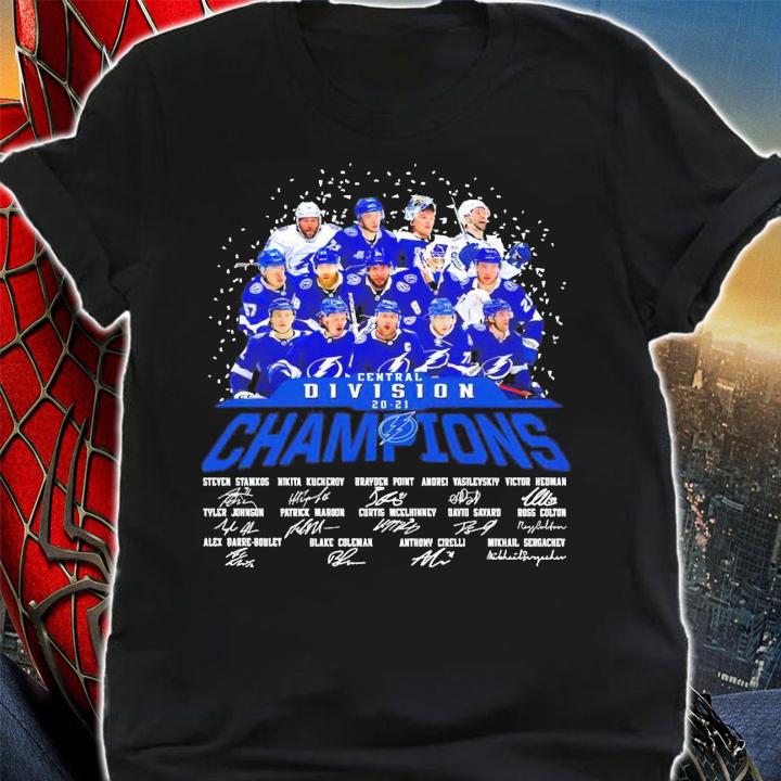 Central Division 2021 Champions Tampa Bay Lightning signatures t-shirt shirt