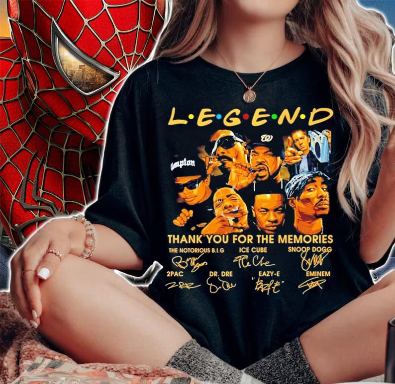 LEGEND The Notorious BIG Ice Cube Snoop Dogg 2PAC Dr Dre Eazy E Eminem signatures shirt woman shirt