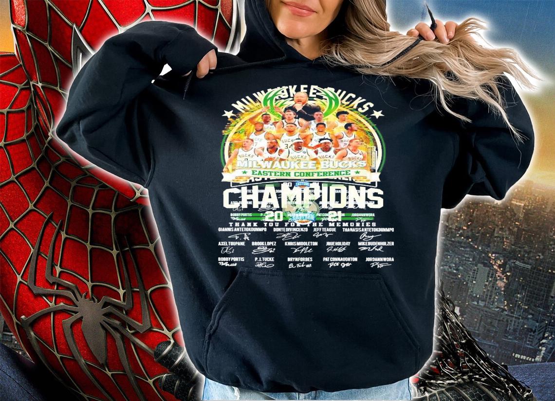 Milwaukee Bucks Eastern Conference Champions 2021 thank you for the memories signatures shirt hoodie