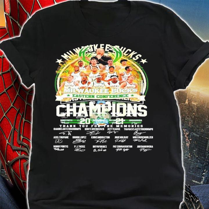 Milwaukee Bucks Eastern Conference Champions 2021 thank you for the memories signatures shirt shirt
