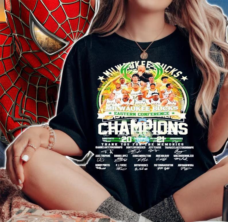 Milwaukee Bucks Eastern Conference Champions 2021 thank you for the memories signatures shirt woman shirt