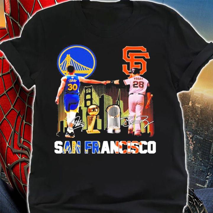 San Francisco Golden State Warriors Curry vs Giants Posey signature shirt shirt