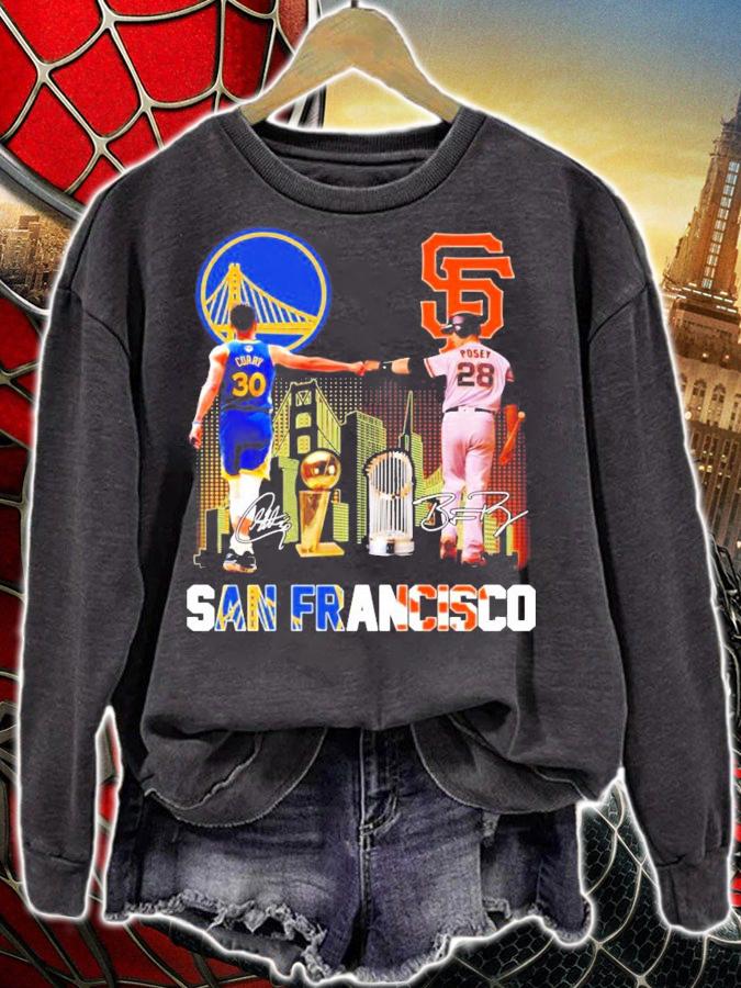 San Francisco Golden State Warriors Curry vs Giants Posey signature shirt sweatshirt