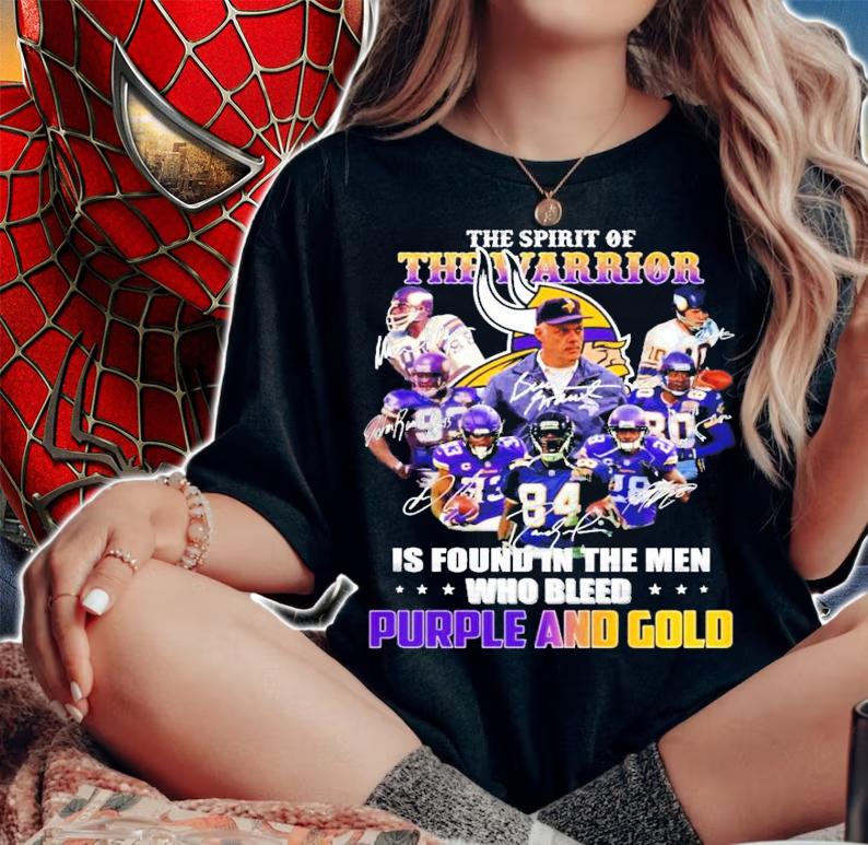 The spirit of The Warrior is found in the men who bleed Purple And Gold signature shirt woman shirt