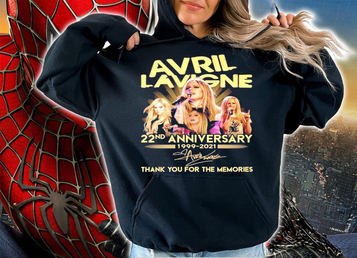 Avril Lavigne 22nd anniversary 1999-2021 signature thank you for the memories shirt hoodie
