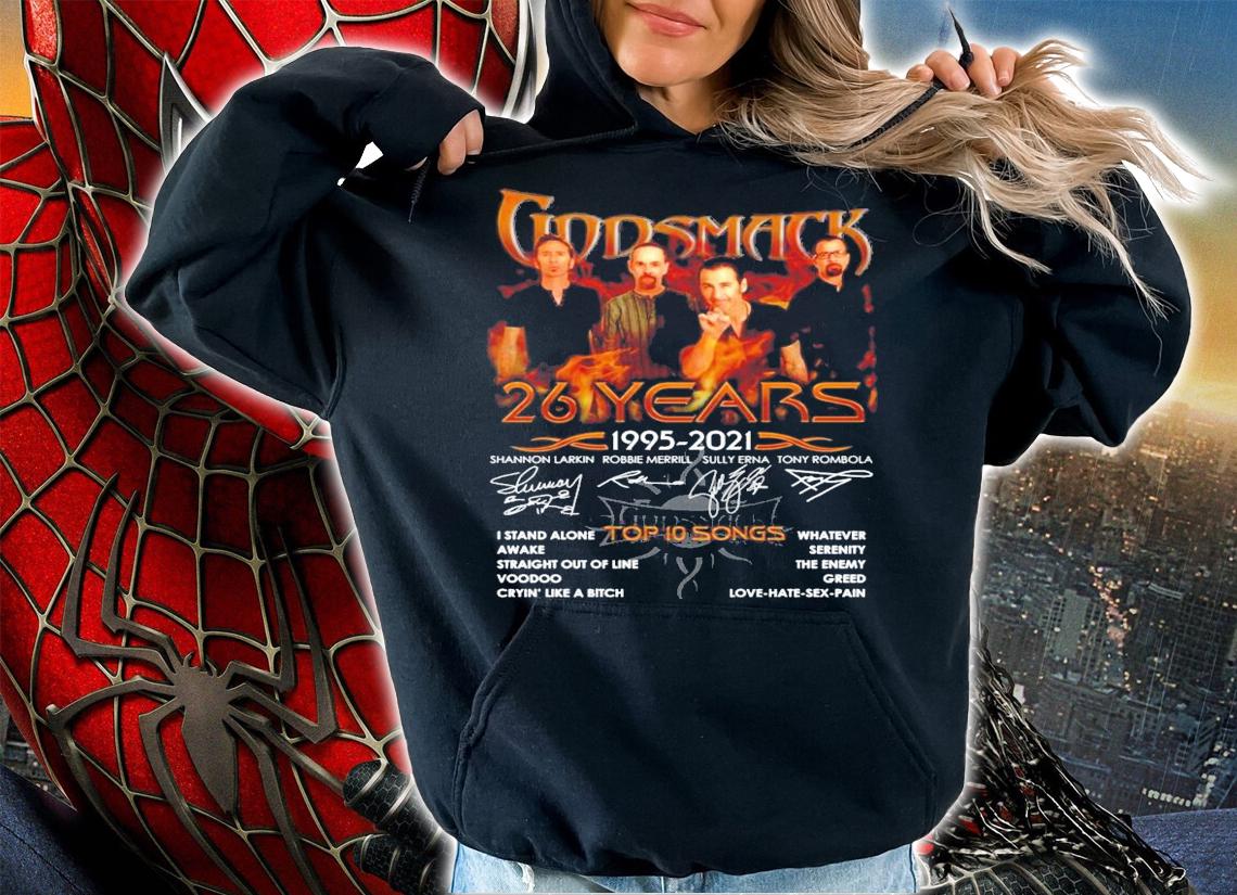 Godsmack 26 years 1995-2021 signature t-shirt hoodie
