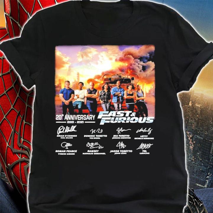 20th anniversary 2001-2021 Fast and Furious signature shirt