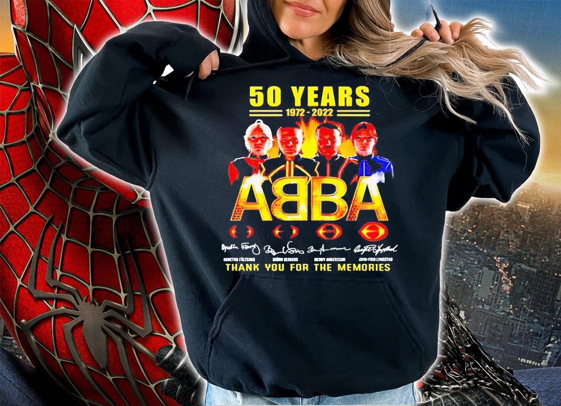 50 years 1972-2022 ABBA thank You for the memories signatures T-shirt hoodie