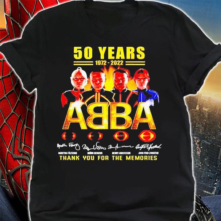 50 years 1972-2022 ABBA thank You for the memories signatures T-shirt shirt