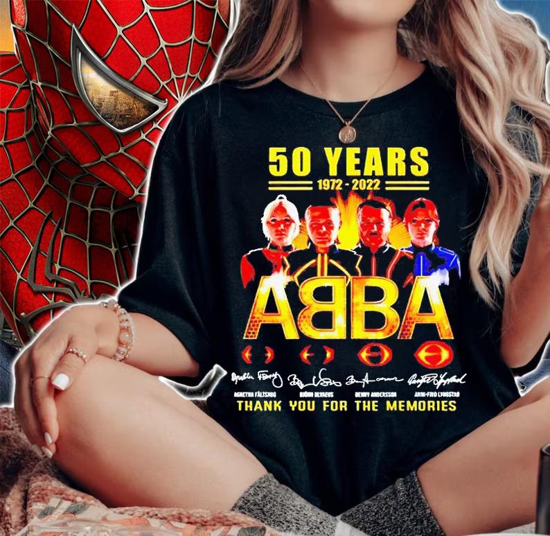 50 years 1972-2022 ABBA thank You for the memories signatures T-shirt woman shirt
