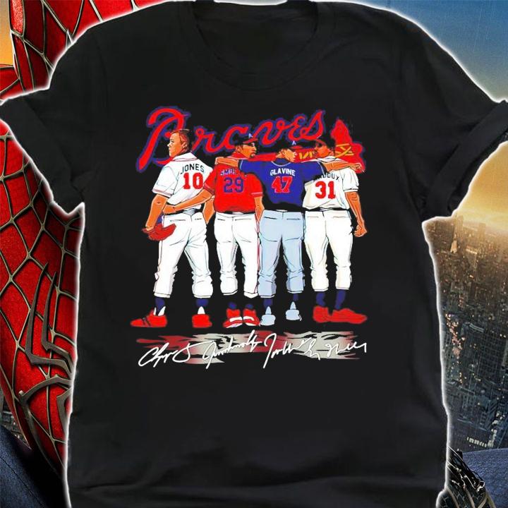 Atlanta Braves Jones Smbiz Glavine and Maddux signature shirt shirt