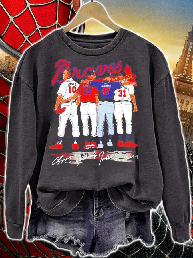 Atlanta Braves Jones Smbiz Glavine and Maddux signature shirt sweatshirt