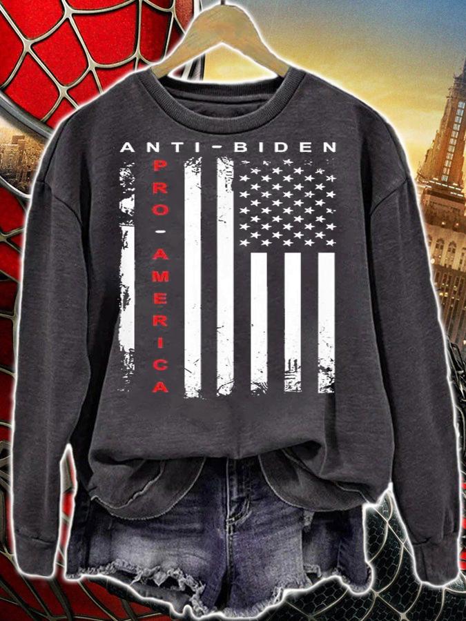 Pro America Anti Biden Flag Usa Impeach Joe Biden Anti Biden T-shirt