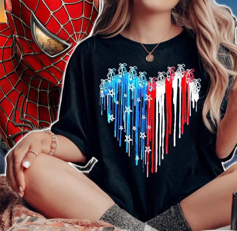 American butterfly heart shirt