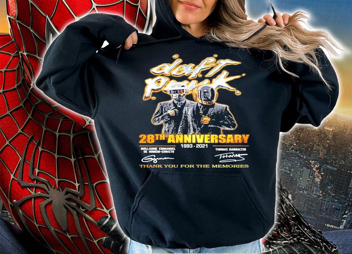 Daft Punk 28th 1993-2021 thank you for the memories shirt hoodie