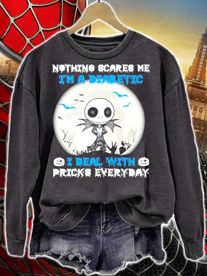 Halloween Jack Skellington nothing scares me I'm a diabetic shirt sweatshirt