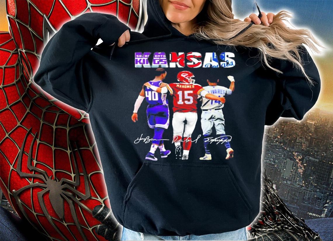 Kansas Harrison Barnes Patrick Mahomes Edward Olivares signatures t-shirt