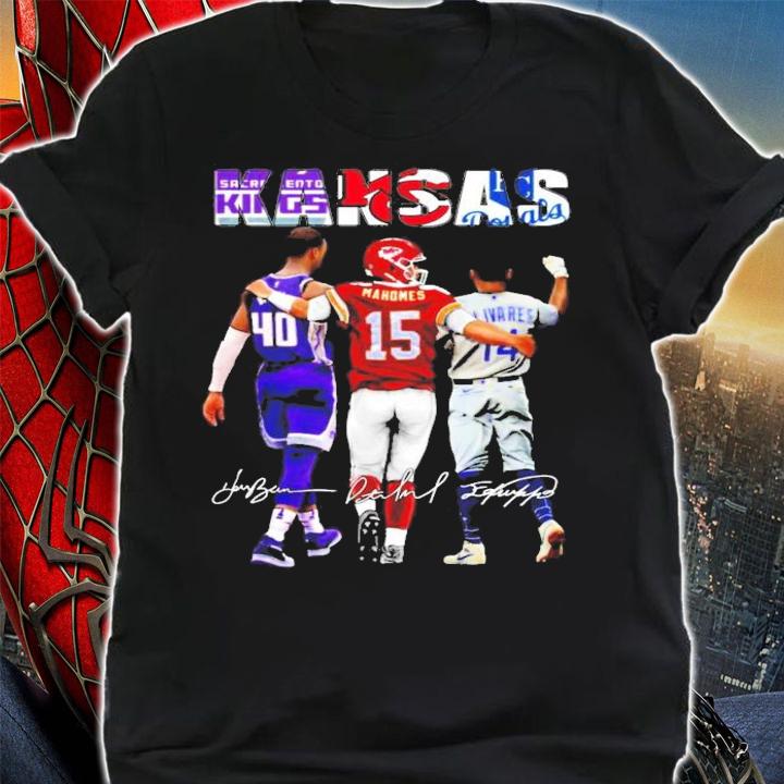 Kansas Harrison Barnes Patrick Mahomes Edward Olivares signatures t-shirt