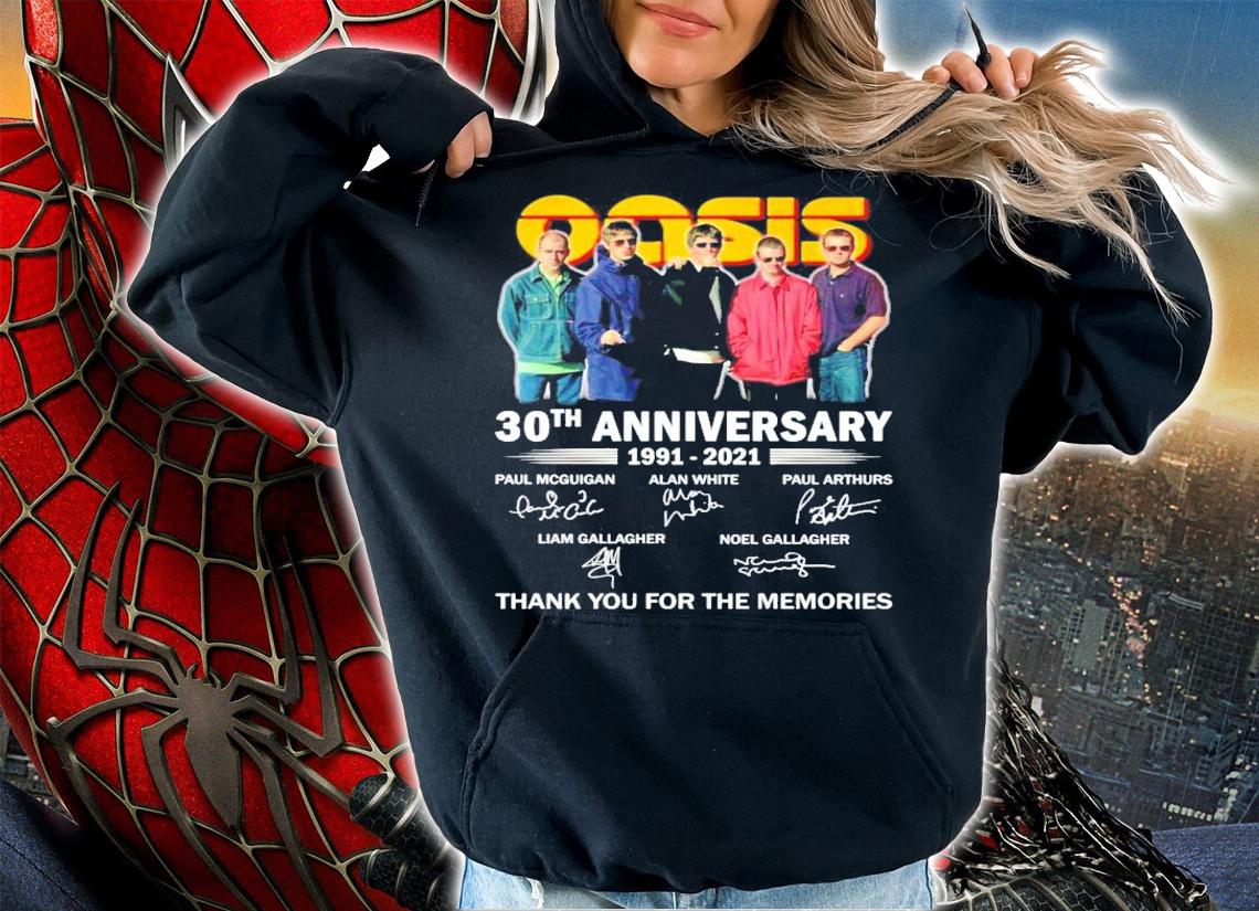 Oasis 30th anniversary 1991-2021 signatures shirt