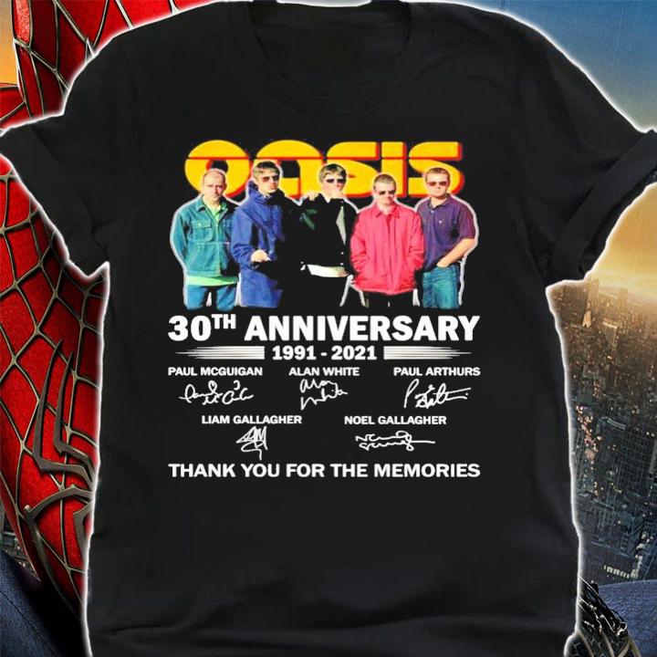Oasis 30th anniversary 1991-2021 signatures shirt
