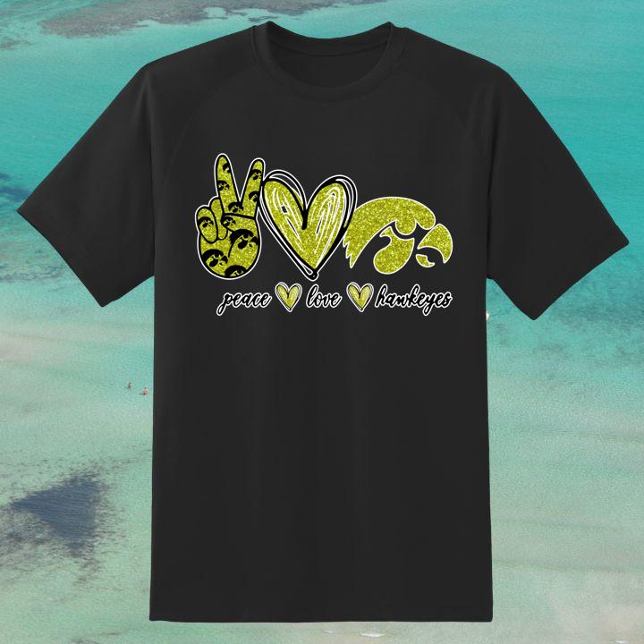 Peace Love Iowa Hawkeyes T-Shirt – Show Team Spirit in Style