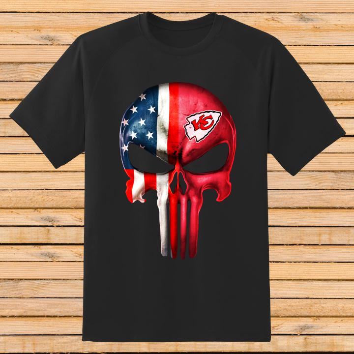 Official Punisher Skull Kansas City Chiefs American Flag Shirt - Show now!